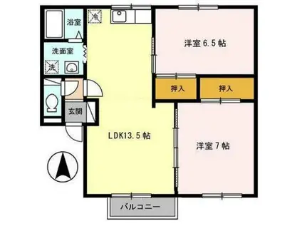 セジュールクレア(2LDK/2階)の間取り写真