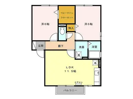 セジュールアンソレイエA(2LDK/2階)の間取り写真