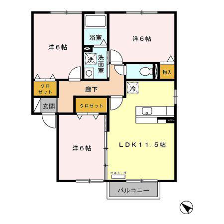 VICTORIAN HOUSE イースト(3LDK/2階)の間取り写真