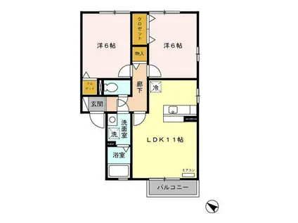 セレソンA(2LDK/2階)の間取り写真