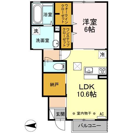 スヴァーラ新井田(1LDK/1階)の間取り写真