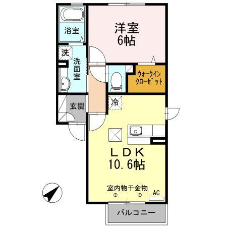コモライズ新井田西 B(1LDK/1階)の間取り写真