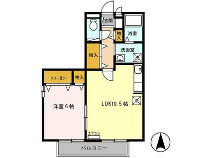 セジュールSEタケイシA(1LDK/2階)の間取り写真