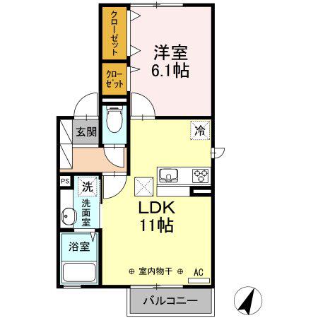 サンライフ江陽(1LDK/2階)の間取り写真