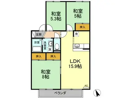 キングスクラブハウス8(3LDK/2階)の間取り写真