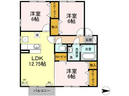 グランモア南沢(3LDK/2階)の間取り写真