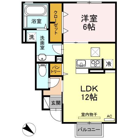 フルール(1LDK/1階)の間取り写真