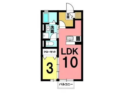 アバンサードC(1LDK/1階)の間取り写真