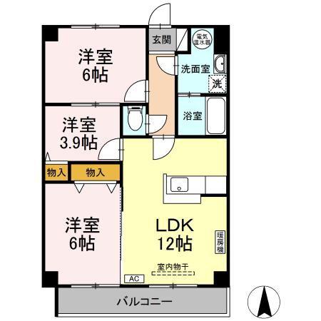 プリムローズヒル弐番館(3LDK/3階)の間取り写真