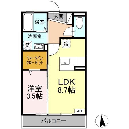 ヴィラ・ベルク(1LDK/2階)の間取り写真