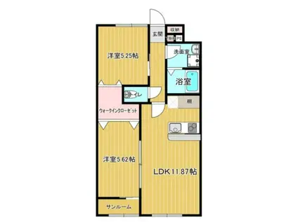 ヴァンクール(2LDK/1階)の間取り写真