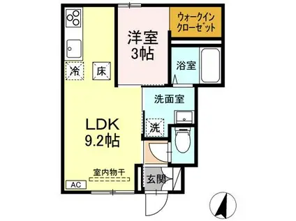 RESUA鍛冶町(1LDK/1階)の間取り写真