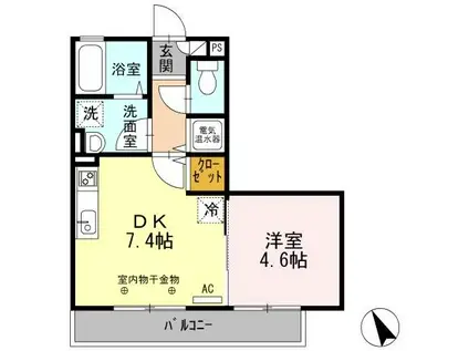 クリスタル・ガーデン(1DK/1階)の間取り写真