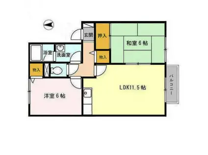 セジュール鷹清水A(2LDK/1階)の間取り写真