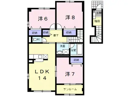 グランデナカミチ弐番館(3LDK/2階)の間取り写真