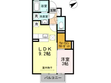 フルール類家(1LDK/1階)の間取り写真