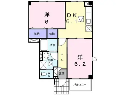 ジャルディーノC(2DK/1階)の間取り写真