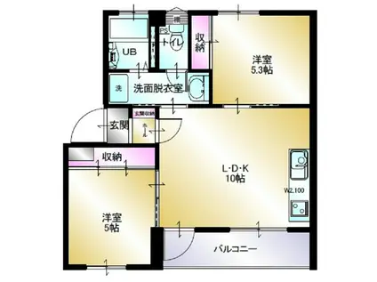 多賀台ヒルズマンションC(2LDK/3階)の間取り写真