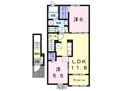 グリーンパークII(2LDK/2階)の間取り写真