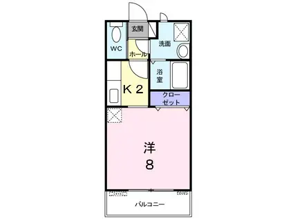 ベルオーブ(1K/1階)の間取り写真