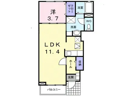 コンフォート(1LDK/1階)の間取り写真