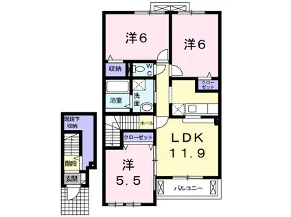 プリマヴェーラB(3LDK/2階)の間取り写真