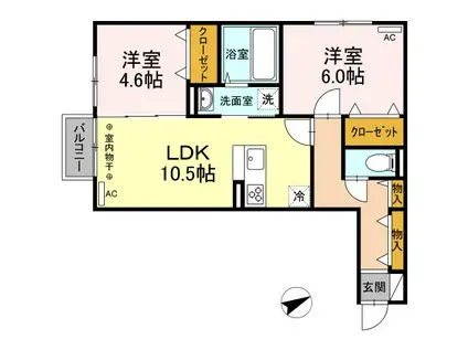 ポルトス(2LDK/2階)の間取り写真