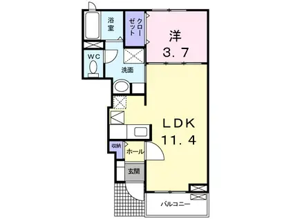 ソレイユ(1LDK/1階)の間取り写真