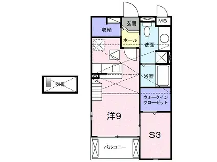 イーストキャッスル(ワンルーム/2階)の間取り写真