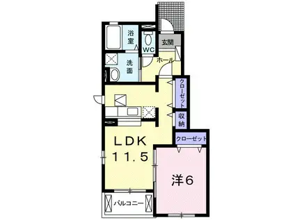 カシータ(1LDK/1階)の間取り写真