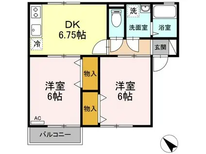 シェリール(2DK/1階)の間取り写真