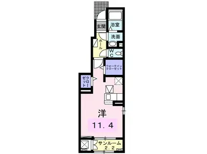 ハーベスト(ワンルーム/1階)の間取り写真