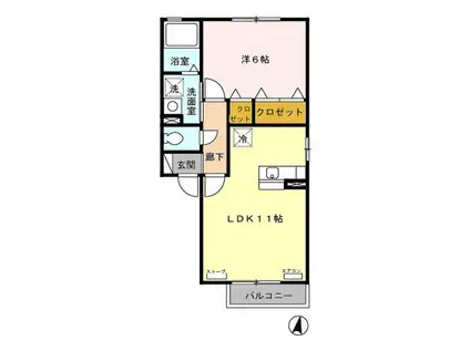 フォレット アモール(1LDK/2階)の間取り写真