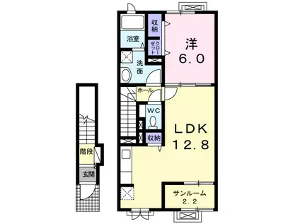 ボニート(1LDK/2階)の間取り写真