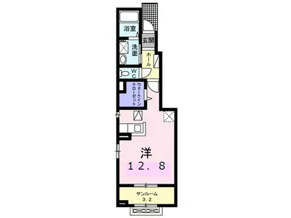 ボンボニエール(ワンルーム/1階)の間取り写真