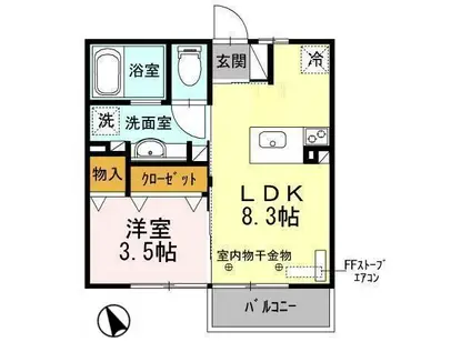 シルフハイムA(1LDK/1階)の間取り写真