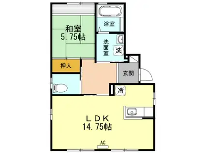 ルノアール(1LDK/1階)の間取り写真