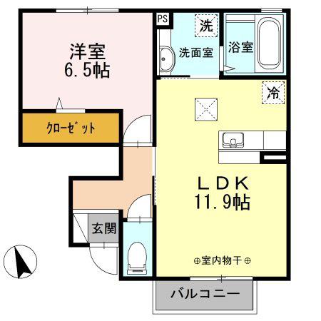 ポーレハウス(1LDK/1階)の間取り写真