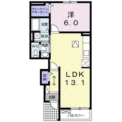 アルテミスおじま(1LDK/1階)の間取り写真