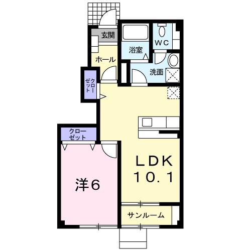 パストラルタウンA(1LDK/1階)の間取り写真