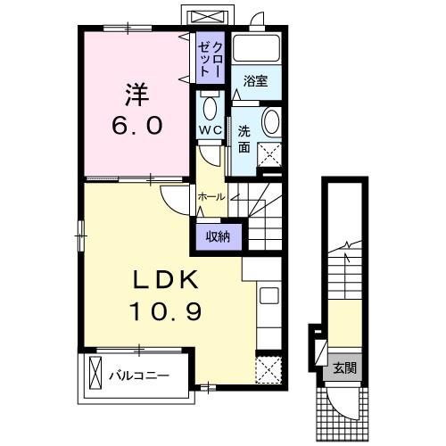 サンメゾン(1LDK/2階)の間取り写真
