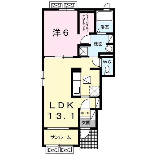 セイバリー.E II(1LDK/1階)の間取り写真