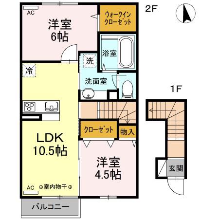 SOLEIL城下(2LDK/2階)の間取り写真