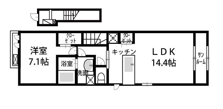 FEELFINE KONAKANOI(1LDK/2階)の間取り写真