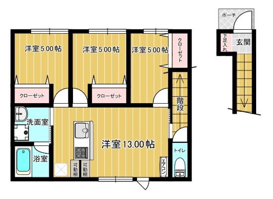 愛の世代の前に(3LDK/2階)の間取り写真