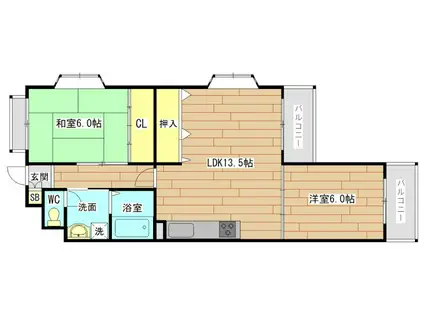 ニューサンハイツ(2LDK/3階)の間取り写真