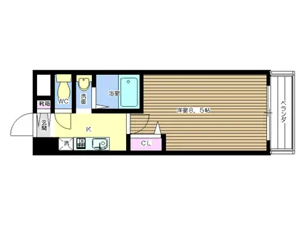 大阪市御堂筋線 江坂駅 徒歩7分 10階建 築21年(1K/7階)の間取り写真