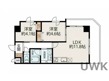 インサイトルポ山科椥辻(2LDK/2階)の間取り写真