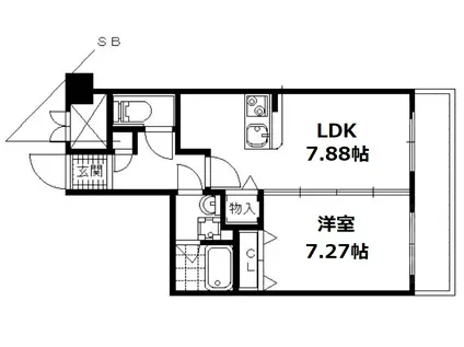コンフォーレ栗栖野(1LDK/2階)の間取り写真