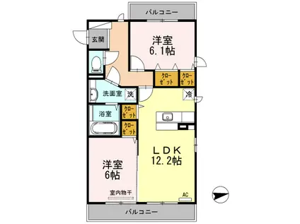 セジュール芹川(2LDK/2階)の間取り写真